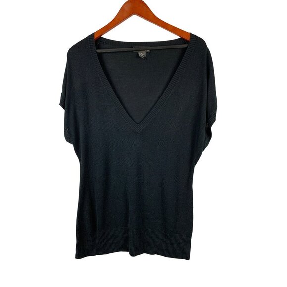 Central Park V-Neck Black Sweater Top Size M - Picture 1 of 3